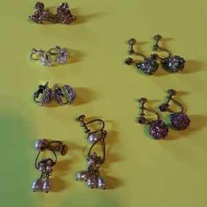 6 sets of vintage  clip /post earrings